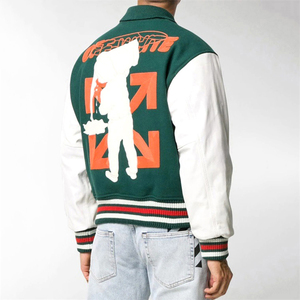 2026 Winter High Street Fashion <b>Men's</b> <b>Baseball</b> Varsity <b>Jacket</b> Cool Slim Black 100% Wool Eco-Friendly O-Neck Patchwork Front - Product Image 6