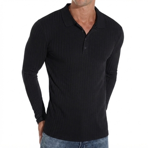 Camiseta Polo Casual de Manga Larga para Hombre, Tela Premium, Diseño Liso, Directo de Fábrica, Camiseta Polo Lisa de Manga Larga para Hombre, Algodón Transpirable - Product Image 1