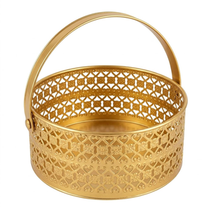 Eco-Friendly Modern Metal <b>Hamper</b> <b>Basket</b> with Handle Decorative Flower & Fruit <b>Basket</b> for Temple Home Decor & Return <b>Gifts</b> - Product Image 1