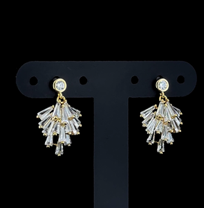Elegant Baguette Cut Lab Grown Diamond <b>Dangle</b> <b>Earrings</b> in <b>Gold</b> Premium Jewelry - Product Image 4
