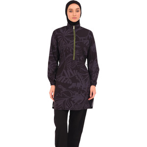 Traje de Baño Burkini de Dos Piezas de Corte Alto para Mujer, Estilo Único, Cómodo, Impermeable, Transpirable, de Secado Rápido, en Spandex/Poliéster Estampado - Product Image 4