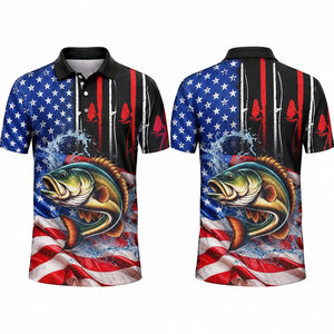 American Flag Bass Fishing Polo <b>Shirt</b> <b>Men</b> Quick Dry UPF 50 <b>Printed</b> Polyester Outdoor Wear - Product Image 1
