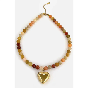 Collier fait main en perles de résine multicolores, nouveau design, best-seller, avec pendentif en métal - Product Image 1