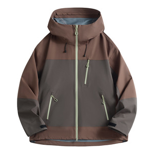 Veste coupe-vent décontractée pour homme, imperméable, à capuche, avec fermeture éclair, motif uni, logo sur le devant, coupe-vent pour la randonnée en plein air - Product Image 6