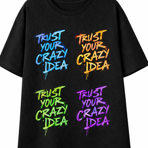 T-shirt à col rond imprimé à épaules tombantes surdimensionné en coton délavé respirant et à séchage rapide - Product Image 3