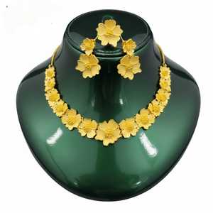 Elegant 1K Gold Plated Copper Brass 4-Piece Bridal <b>Necklace</b> Set for Women | Traditional Designer <b>Statement</b> Jewelry Wedding Party - Product Image 1