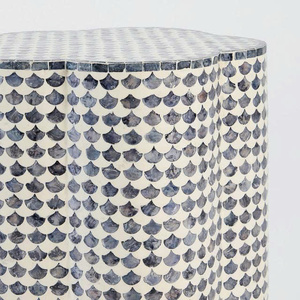 <b>Top</b> Notch Design Best Selling Mother of <b>Pearl</b> Inlay Handcrafted Artisan Capiz Shell Stool for Bedroom or Living room - Product Image 2