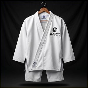 Kimono de karaté personnalisé de haute qualité en polyester, approuvé WKF, léger, blanc, en coton Micr@Tech Sports MTS-KS-003, unisexe - Product Image 6