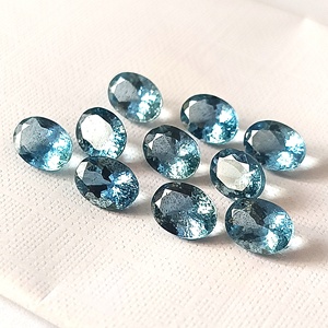 Piedra Preciosa Suelta de Aguamarina Natural Azul Santa María Calibrada de 7x5 mm, Corte Ovalado de 7.90 Quilates para Joyería, 10 Piezas - Product Image 3