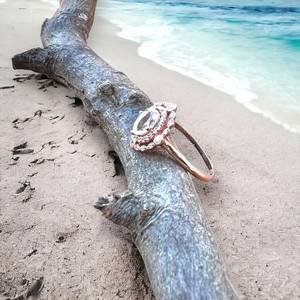 Bague en aquamarine naturelle, argent sterling 925, plaqué or rose 14 carats, vermeil, taille 8, bijou en pierre précieuse, cadeau pour elle - Product Image 3