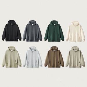 H5437 Nouveautés Automne Hiver, sweats à capuche unisexes personnalisés en coton mélangé 400 g/m², doublure en molleton français, fermeture éclair - Product Image 6
