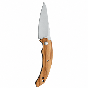 Light Brown Wooden Handle Fixed Blade Knives with Silver Pointed Blade Curved Grip for <b>Outdoor</b> Camping and Utility Cutting Use - Product Image 1