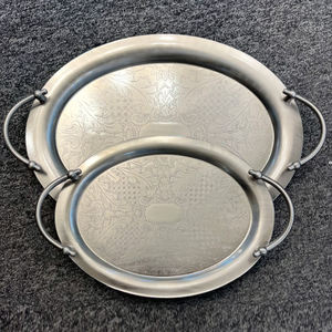 Plateau de service et décoratif, fournitures pour restaurants et hôtels, plateau rond en marbre blanc à fleurs dorées, très vendu - Product Image 6