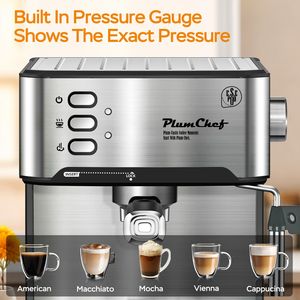 Macchina da Caffè Espresso Professionale Compatta 20 Bar con Montalatte a Vapore e Serbatoio Acqua da 1,6L, Design Sottile per Uso Domestico - Product Image 4
