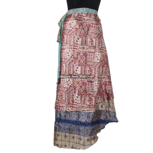 Falda india vintage para mujer, falda envolvente de seda reversible tipo sari / Sarong para niñas / Vestido envolvente multiusos - Product Image 1