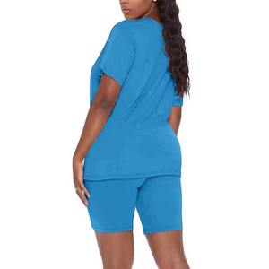 Conjunto Deportivo de Dos Piezas para Mujer, con Logotipo Personalizado, Oversize, con Cordón Ajustable, Cuello Redondo, Manga Corta, 100% Algodón - Product Image 6