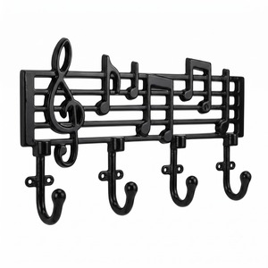 Support mural pour outils de jardin avec 3 crochets, en métal noir, design vintage décoratif, pour usage extérieur, crochets et rails en fonte, prix abordable - Product Image 5