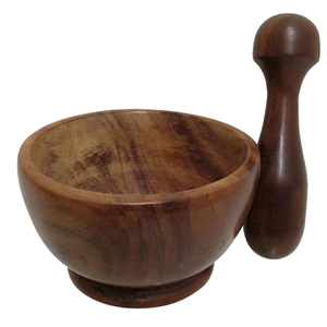 Outil de cuisine écologique naturel, moulin manuel traditionnel, ensemble mortier et pilon en bois 134 pour écraser les épices et les herbes - Product Image 2