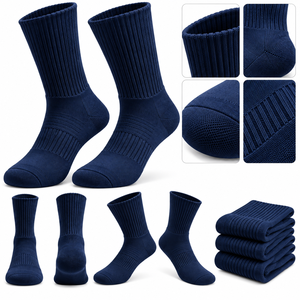 Chaussettes de sport athlétiques de haute qualité, chaussettes de sport à coussinets épais, chaussettes de performance côtelées, ensemble de chaussettes tubulaires en coton personnalisées - Product Image 5