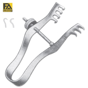 Rétracteur Finsen 3x4 dents, aiguisé, instrument de chirurgie gynécologique manuel, certifié CE Classe I - Product Image 1