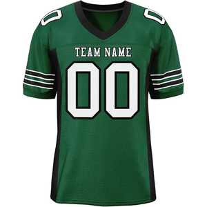 Camiseta de Fútbol Americano Personalizada Verde con Cuello en V, Impresión Sublimada, Malla Transpirable, Manga Corta para Hombre, Talla Grande para Adultos - Product Image 1
