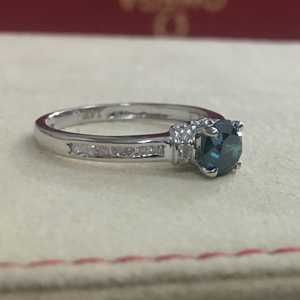 0.97 Ct Round Cut Natural White & Blue Diamond Engagement <b>Wedding</b> <b>Ring</b> for <b>Women</b> 925 Sterling <b>Silver</b> Wholesale - Product Image 3