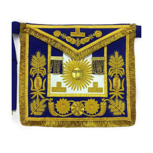 Delantal de Logia Azul Past Grand Master, Bordado a Mano en Azul y Dorado, Borde de Terciopelo Premium, Servicio OEM - Product Image 1
