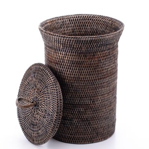 Natural Woven Waste Basket With <b>Lid</b> Suitable For Cafe Hotel Bathroom Utility Basket And Office Paper <b>Bin</b> Wholesale From India - Product Image 4