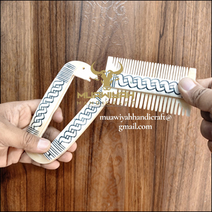 Best quality Buffalo bone Comb are premium grooming tools crafted from ethically Beard Comb Double sided comb with bone cover - Product Image 5