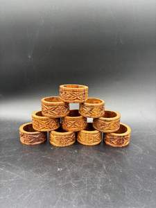 Magnifique anneau de serviette en bois sculpté à la main pour serviettes en tissu, accessoires de table décoratifs, réunions familiales festives - Product Image 3