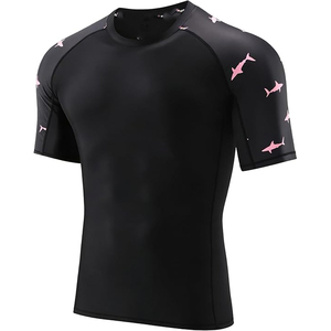 Men Rash Guard <b>Compression</b> T <b>Shirt</b> Short Sleeve Swim <b>Shirt</b> UV Protection Quick Dry Custom Branding Bulk - Product Image 1