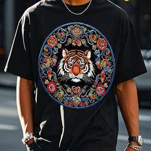 Camiseta de Manga Corta para Hombre, Cuello Redondo, Estilo Casual, con Bordado, Lavado, Degradado de Color Tie-Dye, Verano 2026, OEM - Product Image 2