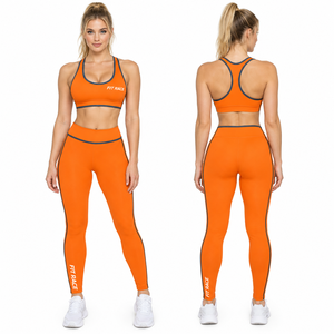 Conjunto de 2 piezas de yoga para mujer: Sujetador deportivo tipo racerback y leggings de longitud completa con logo impreso para gimnasio y entrenamiento - Product Image 2