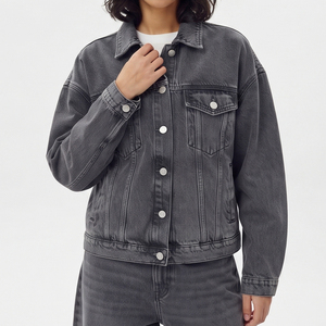 Women's Denim Set Loose Fit Stonewashed Windproof Eco-Friendly 220g Jeans <b>Jacket</b> and Baggy Pants Casual Outerwear Two Piece - Product Image 4