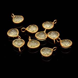 Colgante de cuarzo limón natural tallado a mano con forma de flor, piedra preciosa de plata de ley 925, amuleto de cuarzo limón para la fabricación de joyas, 12 mm - Product Image 3