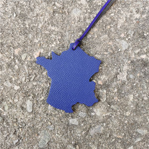 Porte-clé personnalisé en cuir en forme de carte de la <span class=keywords><strong>France</strong></span>, pendentif de voiture, accessoire de cadeau - Product Image 4