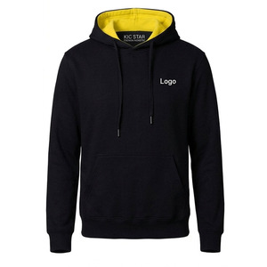 เสื้อฮู้ดดี้ผ้าฟลีซหนาน้ำหนักมากสำหรับผู้ชาย พิมพ์โลโก้ตามสั่ง ตัดต่อสีสองสี ขายส่ง - Product Image 1