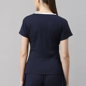 Camiseta de Mujer, Casual, de Color Sólido, Cuello Redondo, en Oferta, al Mejor Precio, Ajustada, Transpirable, Estilo Hip Hop, con OEM - Product Image 2