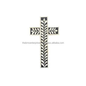 Magnifique croix murale religieuse en os incrusté, motif floral bleu XL, pour Noël et le Nouvel An, à suspendre au mur. - Product Image 2
