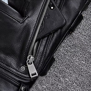 Veste de moto en cuir pour homme, couleur personnalisée, coupe-vent, col à capuche, fermeture éclair, qualité supérieure, coupe régulière, hiver - Product Image 4