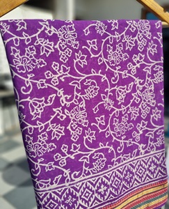Purple Floral Hand Block Print Cotton <b>Sarong</b> Lightweight Cover Up Floral Scarf <b>Wrap</b> Resort Wear <b>Sarong</b> Boho Cover Up - Product Image 2