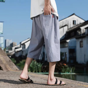 Pantalones Cortos de Lino Nuevos, Pantalones Cortos de Verano de Algodón de Color Sólido, Pantalones Cortos Ligeros para Hombre, Pantalones Cortos de Playa para Hombre, Pantalones Deportivos Transpirables - Product Image 2