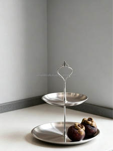 Support à gâteau rectangulaire à 3 niveaux en argent, plateau de service fait main pour pâtisseries, décoration de Noël, fête, fournisseur indien, vente en gros - Product Image 6