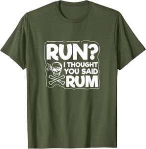 Camiseta de algodón informal para hombre con estampado de calavera pirata divertida de Run I Thought You Said Rum - Product Image 1