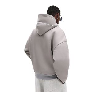 Sweat à capuche surdimensionné pour homme, personnalisable OEM, avec passepoil contrastant, logo personnalisé, coutures inversées, manches côtelées, pull-over - Product Image 2