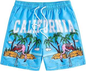 <b>Men's</b> 100% Cotton Flame Graphic Beach Pants Silk Screen Printed Quick-Drying Eco-Friendly Swimming <b>Trunks</b> - Product Image 4
