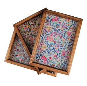 Plato de forma Rectangular hecho a mano, bandeja para servir, Elegante, moderno, diseñador, clásico, esmalte Staley, bandeja de madera multiimpresión para servir - Product Image 1