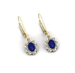 <b>Blue</b> <b>Sapphire</b> Dangle <b>Earrings</b> 925 Sterling Silver 14K Rose Gold Lever Back Gold Plated Party Women Fine Jewelry - Product Image 2