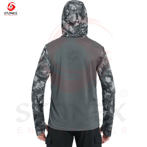 Sudadera con Capucha de Manga Larga para Hombre, Camuflaje Gris, UPF 50, Protección Anti-UV, para Pesca, con Logotipo Frontal - Product Image 2