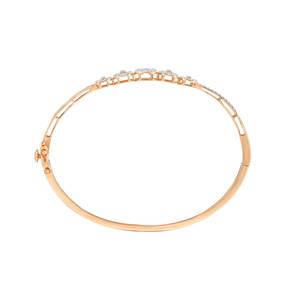 Pulsera Cubana de Oro Rosa con Diamantes, Corte Brillante, Eslabones Geométricos, Lujo para Mujer, Uso Diario, Engaste de Canal, Regalo de Aniversario - Product Image 2